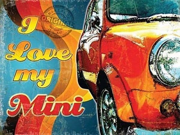 I Love My Mini small steel sign 200mm x 150mm (og)