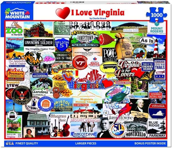I Love Virginia 1000pc jigsaw puzzle by White Mountain 760mm x 610mm