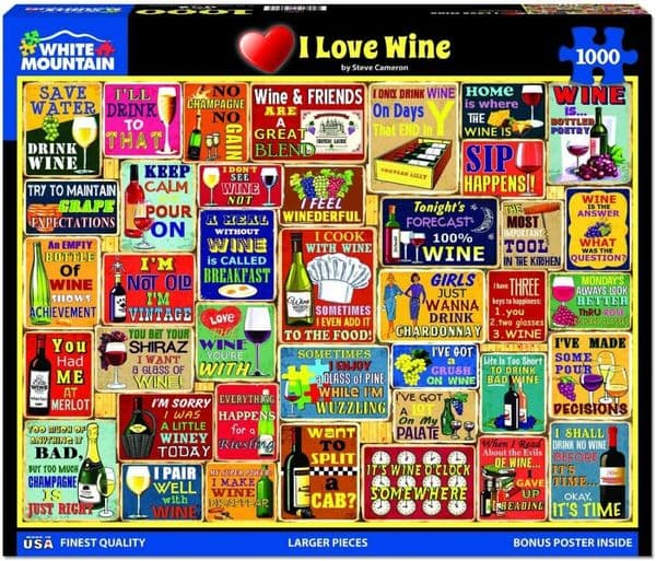 I Love Wine 1000 Piece Jigsaw Puzle by White Mountain 760mm x 610mm