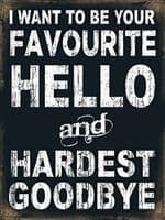 I Want To Be Your Favourite Hello large steel sign 400mm x 300mm  (og)