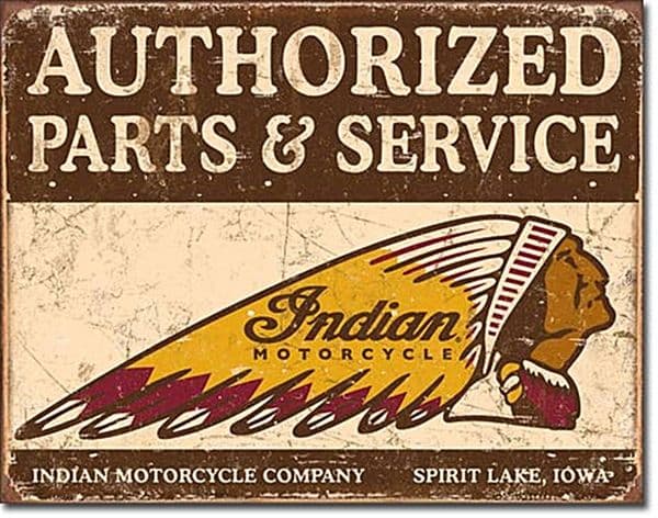 Indian Authorised Parts & Service Metal Sign 400mm x 320mm (de)