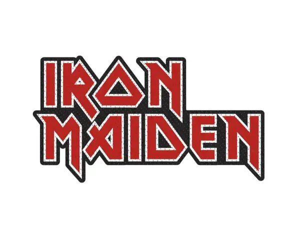 Iron Maiden Logo  shaped sew-on cloth patch 100mm x 60mm (rz)