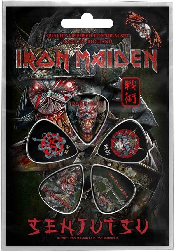 Iron Maiden Senjutsu set of 5 guitar plectrums. Licensed product