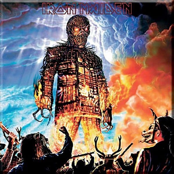 Iron Maiden Wicker Man steel fridge magnet 75mm x 75mm (ro)
