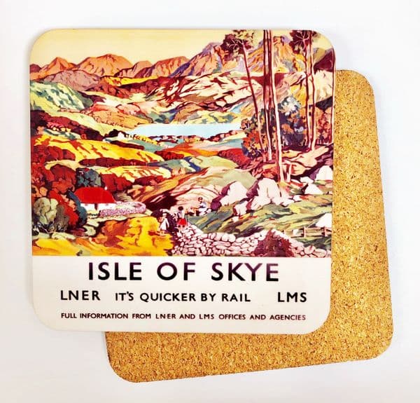 Isle Of Skye Old Railway Advert Cork Backed Drinks Coaster (se)