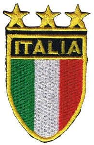 Italia Shield with stars  iron-on/sew-on cloth patch 80mm x 54mm (os)