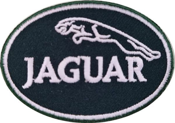 Jaguar Green Oval  iron-on / sew-on cloth patch   75mm x 50mm   (ff)