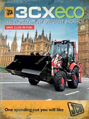 JCB 3CX Eco Large Steel Sign 400mm x 300mm (og)
