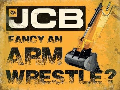 JCB Arm Wrestle Large Steel Sign 400mm x 300mm (og)