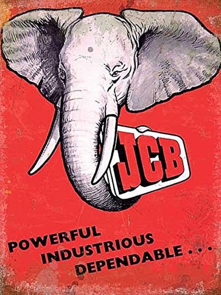 JCB Elephant  Steel Sign 200mm x 150mm (og)