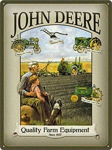 John Deere Man & Boy large embossed steel sign 400mm x 300mm