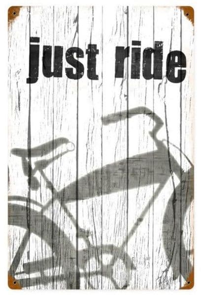 just ride (bicycle silhouette)  rusted steel sign  445mm x 290mm (pst)