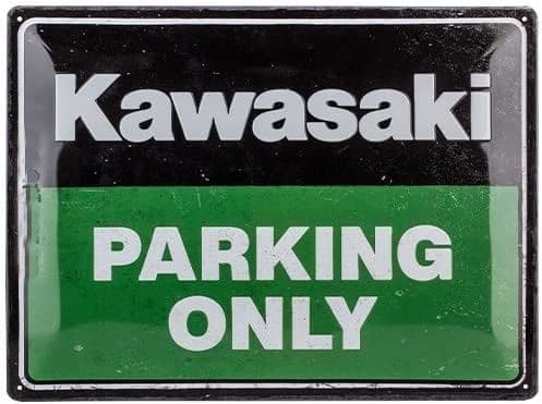 Kawasaki Motorcycles Parking Only  large embossed metal sign 400mm x 300mm lscape