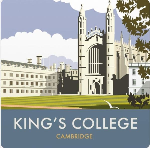 King's College Cambridge cork backed drinks coaster    (se)