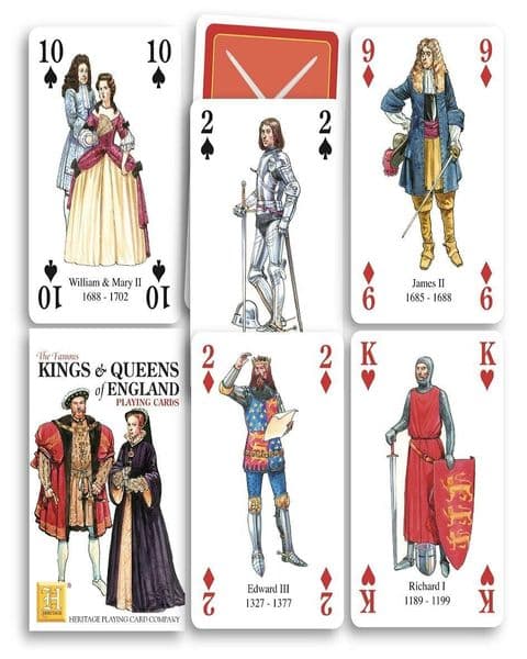 Kings & Queens of England set of 52 playing cards (+ jokers)