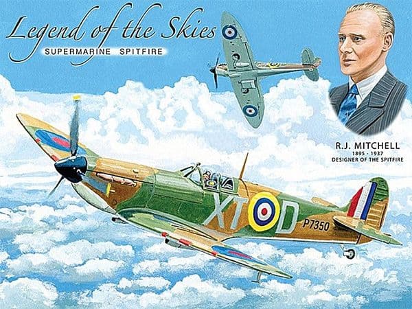 Legend Of the Skies Supermarine Spitfire large steel sign 400mm x 300mm (og)