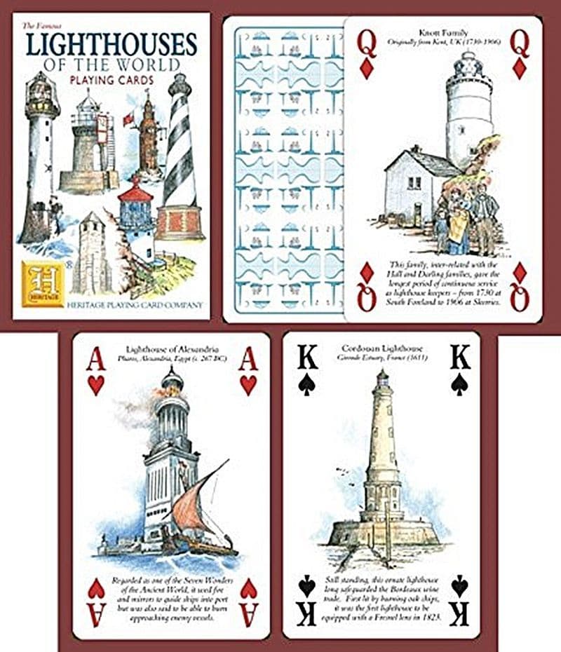 Lighthouses Of The World set of 52 playing cards jokers