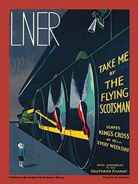 LNER Take Me By The  Flying Scotsman,  Small Metal Sign  200mm x 150mm  (og)