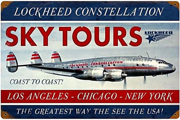 Lockheed Constellation Skytours rusted metal sign   (pst 1812)