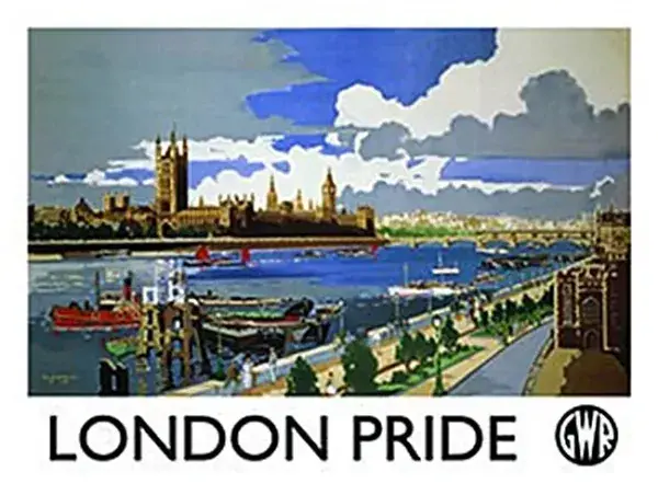 London Pride view of Houses of Parliament  (old rail ad)  large metal sign   400mm x 200mm (og)