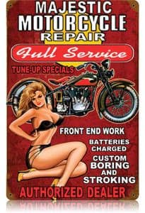 Majestic Motorcycle Repair Full Service rusted metal sign 450mm x 300mm