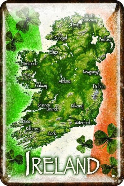 Map of Ireland Metal Embossed Sign 30cm x 20cm (sg01833)