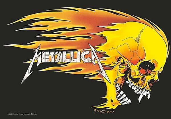 Metallica Skull & Flames large fabric poster/ flag 1100mm x 750mm (hr)