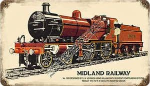Midland Railway No.1000  rusted metal sign 340mm x 200mm  (pst)