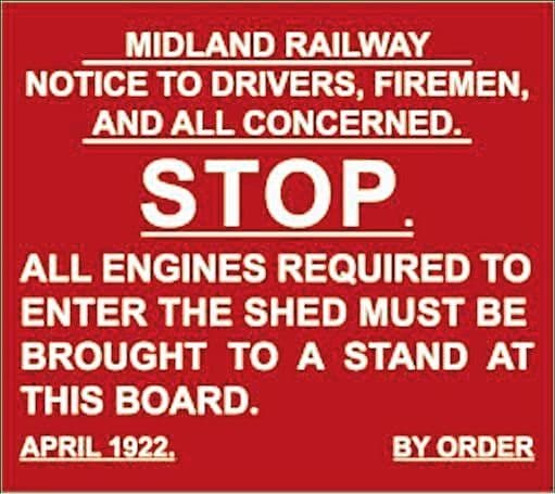 Midland Railway Stop enamelled steel wall sign    (dp)