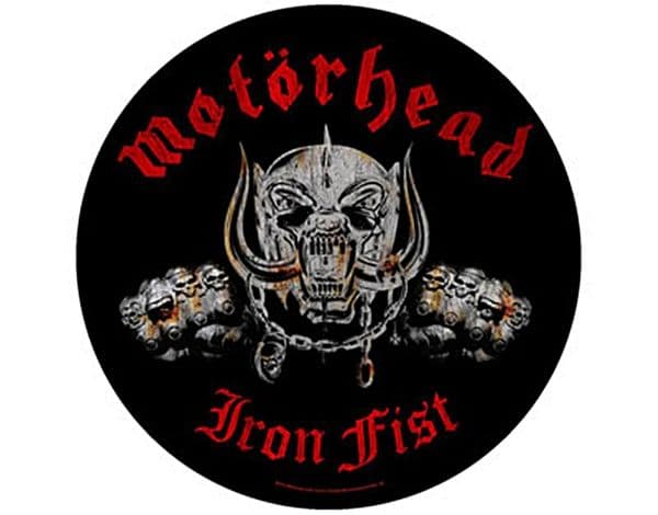 Motorhead Iron Fist round jumbo sized sew-on cloth backpatch (rz)