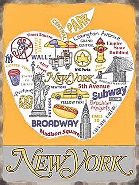 New York Apple large steel sign 400mm x 300mm