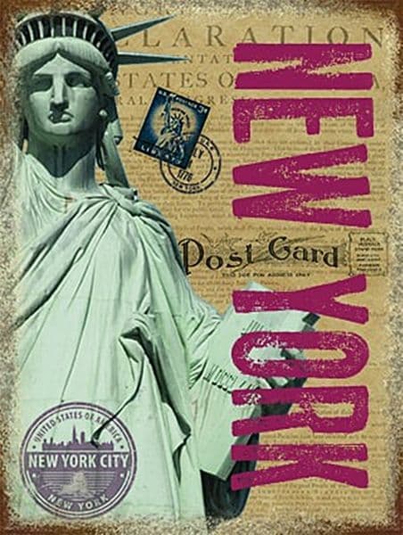 New York Statue Of Liberty small metal sign  200mm x 150mm