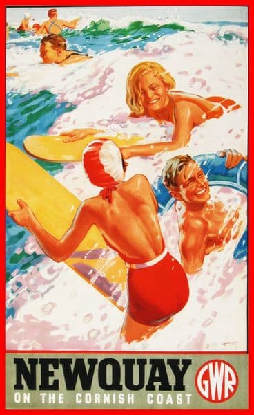Newquay, Cornwall (old rail ad.) metal sign  (og 2015)