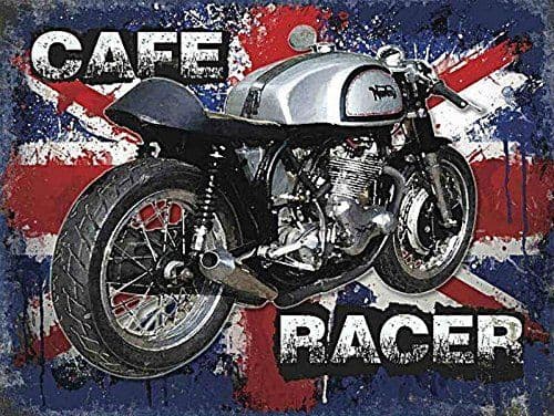 Norton Cafe Racer Union Jack background large steel sign 400mm x 300mm