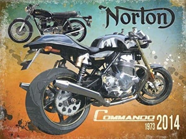 Norton Commando 1973 - 2014 small steel sign 200mm x 150mm