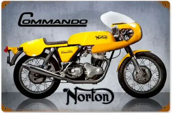 Norton Commando 750  rusted steel sign   445mm x 290mm (pst)