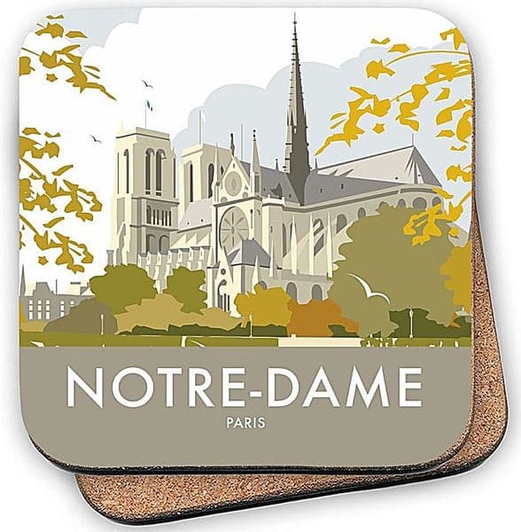 Notre - Dame Paris  cork backed drinks coaster