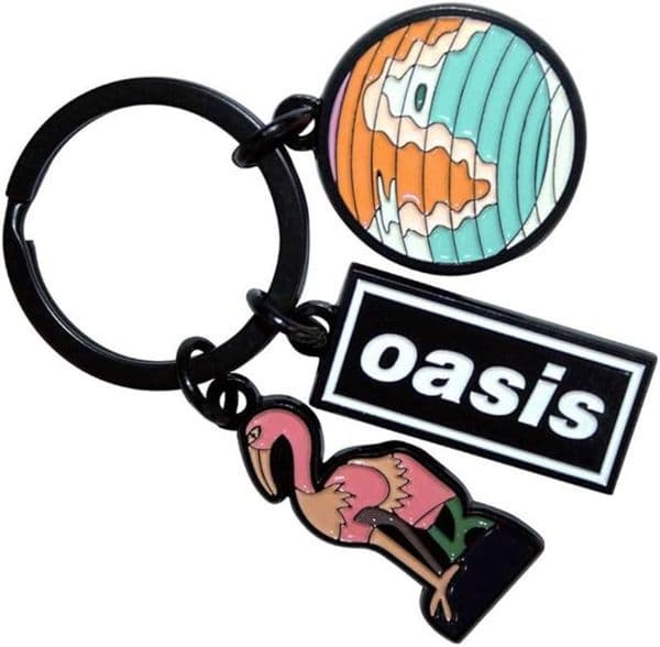 Oasis black dye coated metal keyring with 3 charms