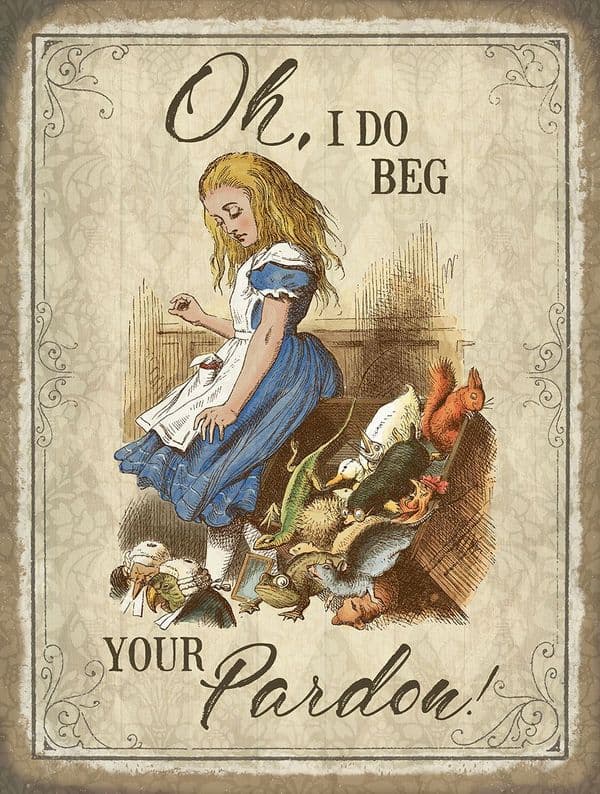 Oh I Do Beg Your Pardon (Alice In Wonderland) Large Metal Sign 400mm x 300mm  (og)