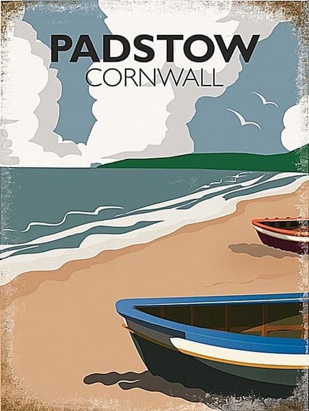 Padstow Cornwall metal sign  200mm x 150mm (og)