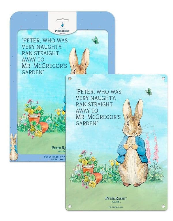 Peter Rabbit Naughty by Beatrix Potter Licensed Steel Sign 200mm x 150mm 6303