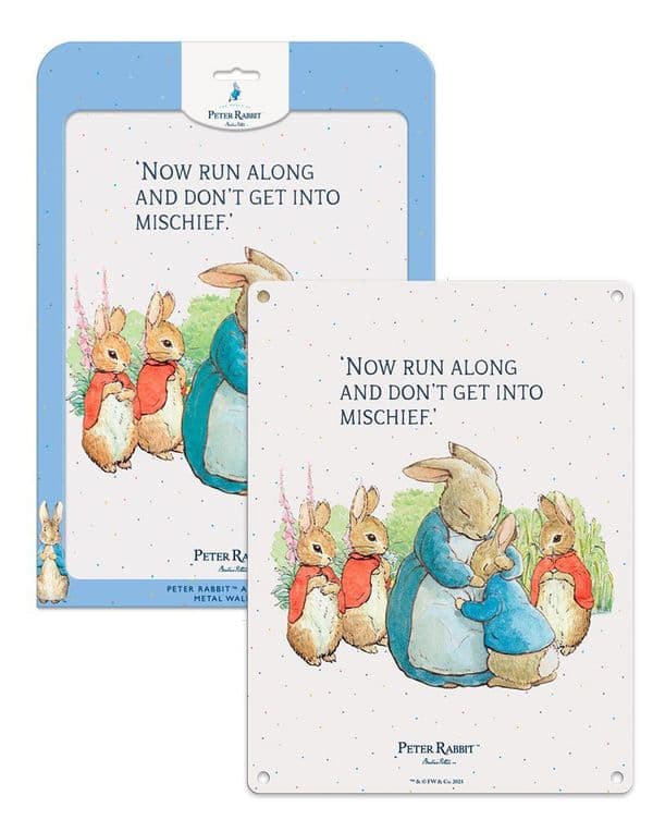 Peter Rabbit Now Run Along by Beatrix Potter Licensed Steel Sign 200mm x 150mm 6297