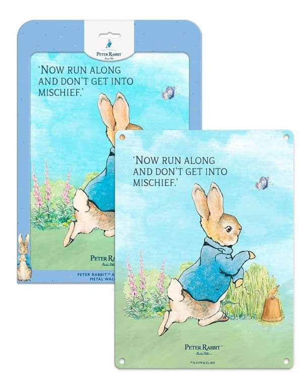 Peter Rabbit Now Run Along by Beatrix Potter Licensed Steel Sign 200mm x 150mm 6302