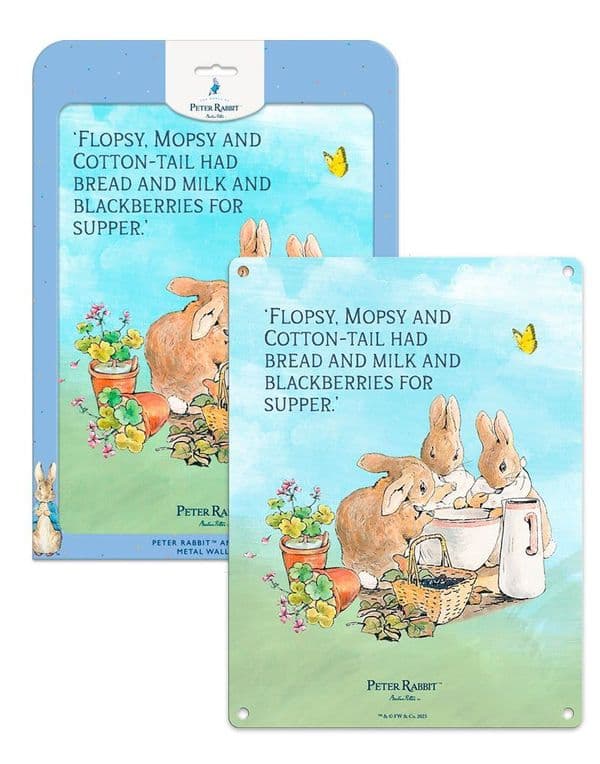 Peter Rabbit Supper by Beatrix Potter Licensed Steel Sign 200mm x 150mm 6309