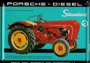 Porsche Tractor metal postcard / mini-sign