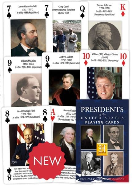 Presidents of the United States set of 52 playing cards (+ jokers)