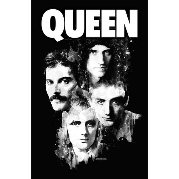Queen Faces b&w large fabric poster / flag 1100mm x 700mm (rz)