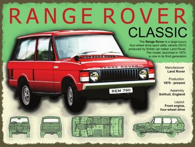Range Rover Classic large steel sign 400mm x 300mm og