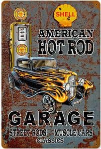 Shell American Hot Rod Garage rusted metal sign pst 1812