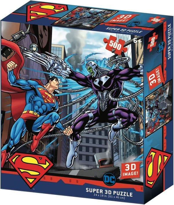 Superman v Electro 500 Piece 3D look jigsaw puzzle. 460mm x 610mm. Official licensed product